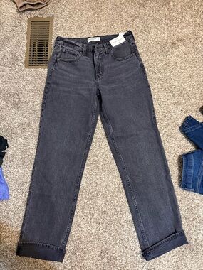 Abercrombie & Fitch Washed Black Straight Leg Jeans - Women